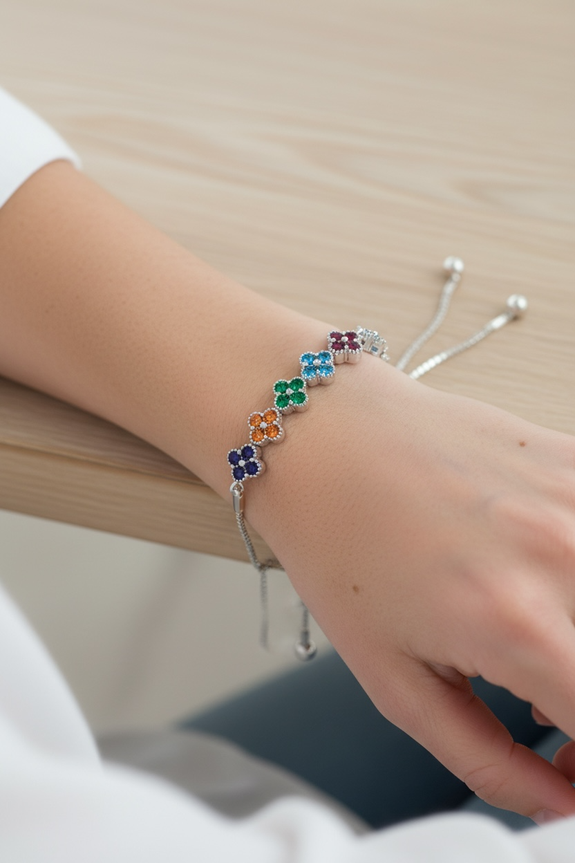 Bracelet Fleur de Trèfle Multicolore